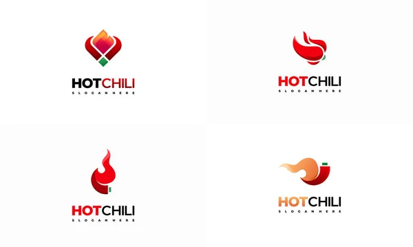 Набір Концепції Дизайну Логотипу Red Hot Chili Шаблон Дизайну Логотипу — стоковий вектор