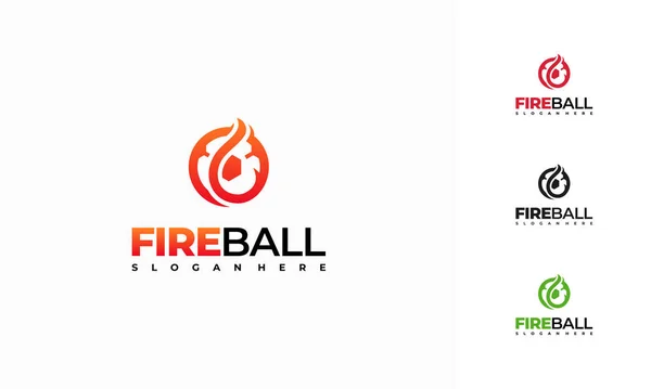 現代の火のボールのロゴデザインコンセプト サッカーのロゴデザインテンプレート — ストックベクタ