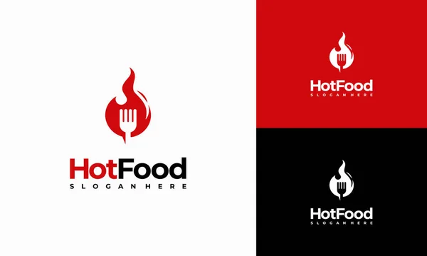 Hot Food Logo Diseña Vector Concepto Icono Plantilla Logotipo Barbacoa — Vector de stock
