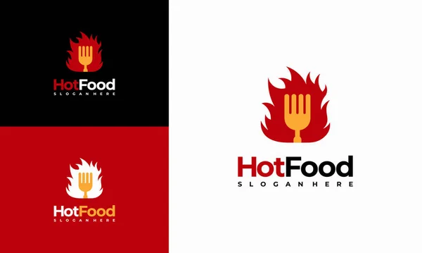 Hot Food Logo Mendesain Konsep Vektor Ikon Logo Bbq - Stok Vektor