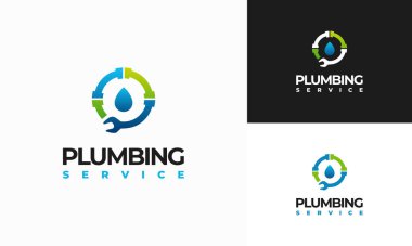 Tesisat Servisi logosu konsept vektörü, Tamirci Logosu şablon simgesi dizayn etti
