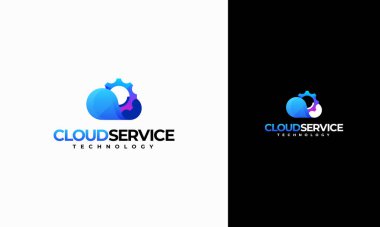 Bulut Servis logosu konsept vektörü, Cloud Gear Security logo şablonu ikonu dizayn etti