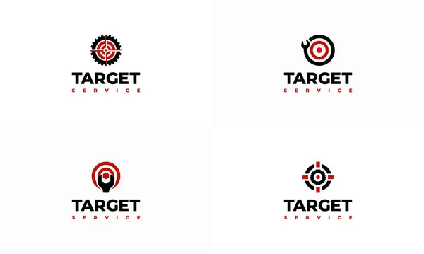 Zestaw Logo Target Service Projektuje Wektor Koncepcyjny Ikona Szablonu Klucza — Wektor stockowy