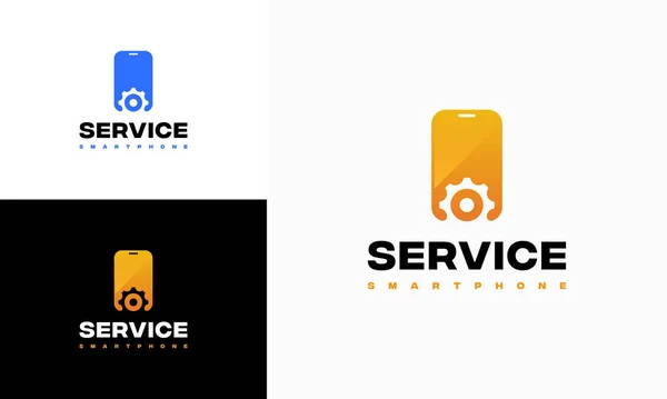 電話サービスのロゴデザインコンセプトベクトル 電話ギアとレンチのロゴのアイコン — ストックベクタ