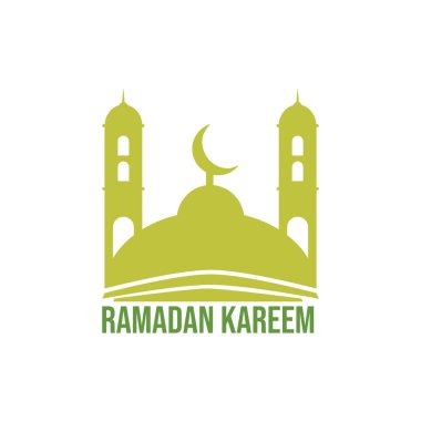 Ramazan Kareem ve Ramazan Mübarek Tasarımı. Etiket, Etiket, Etiket, Poster, Flyer, Sancak için Düz Tasarım Vektör Şablonu. İslam Camisi, Ay ve Yıldız Süslemesi
