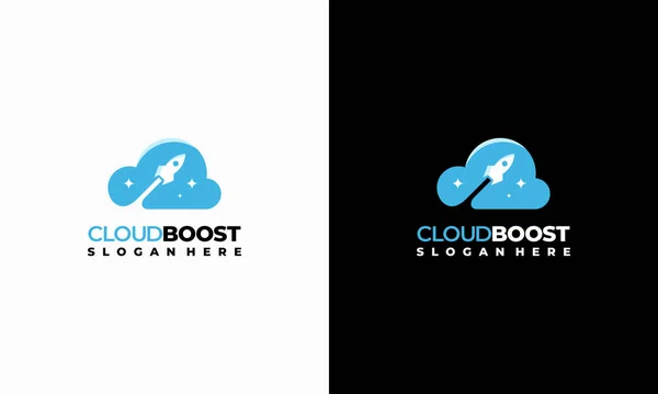 Rocket Cloud Logo Designs Concept Vector Cloud Boost Logo Template — Stock Vector