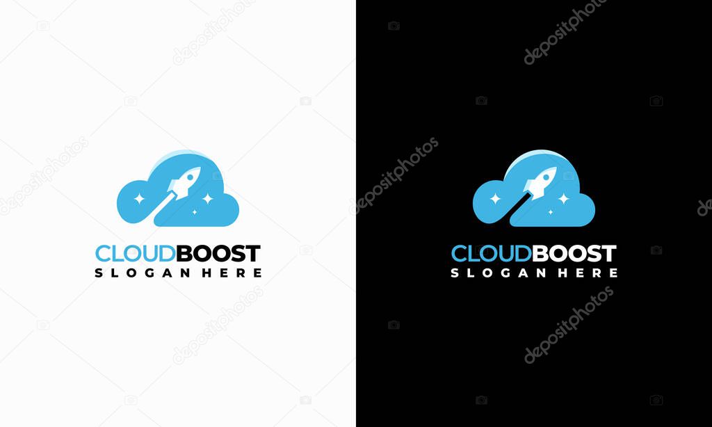 Rocket Cloud Logo designs concept vector, Cloud Boost logo template