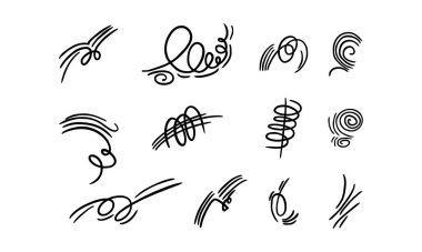 Hava ve çevre, doğa Icon set rüzgar. Hava sembolleri doğal hareketi. Vektör hat sanat illüstrasyon izole beyaz arka plan üzerinde.