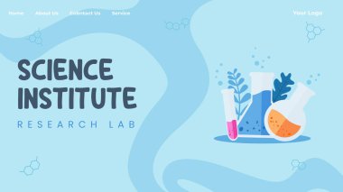 Chemical Laboratory, Science, Pharmaceutical Research Landing Page Template, Conduct Medical Analysis with Equipment Microscope and Glass Flasks background