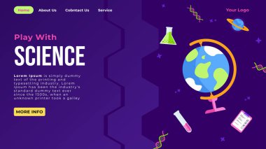 Chemical Laboratory, Science, Pharmaceutical Research Landing Page Template, Conduct Medical Analysis with Globe, Equipment Microscope and Glass Flasks background