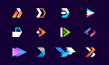 Set of Modern Arrow Logo designs template, Next Logo designs concept vector, fast Arrow Icon
