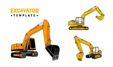 excavator Logo designs. heavy equipment excavator icon for housing development, building repair, construction and procurement of heavy equipment