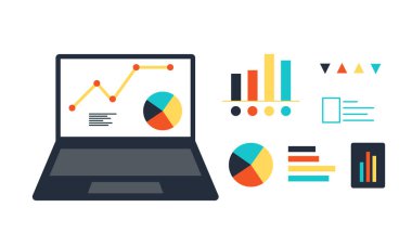 Data analysis, database visualization. working sorting information using digital mind map. Input output data, charts, analyzing, infographic vector illustration