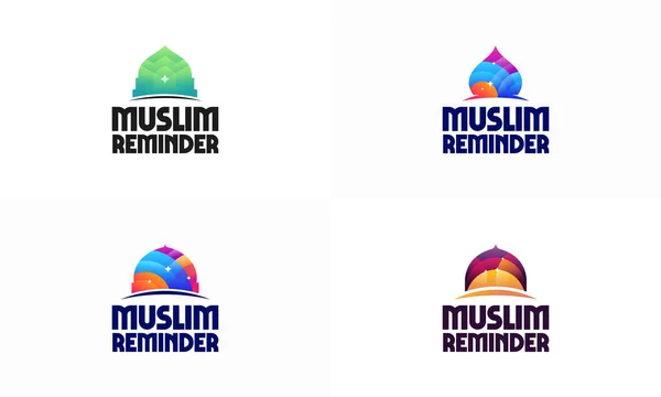 現代のイスラム教徒のリマインダーロゴデザインのセットベクトル イスラムモスクのロゴテンプレートアイコン — ストックベクタ