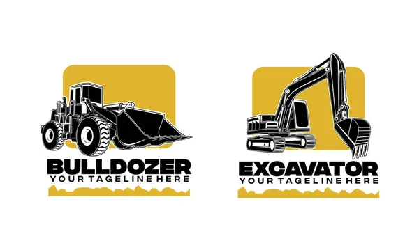 Excavadora Bulldozer Logotipo Diseños Concepto Vector Ilustración Icono Para Desarrollo — Vector de stock