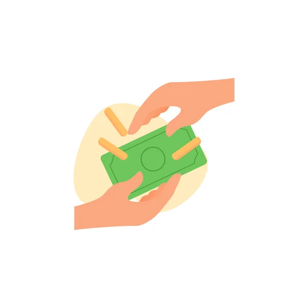 Εικονογράφηση Χειρονομιών Χέρια Χαρακτήρα Δίνει Έννοια Χρήματα Φιλανθρωπική Απεικόνιση Διάνυσμα — Διανυσματικό Αρχείο