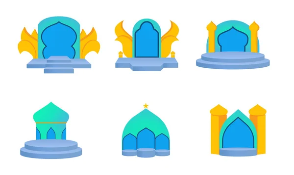 Flat Islamic Podium Moskee Podium Voor Islamitische Begroetingen Vector Illustratie — Stockvector