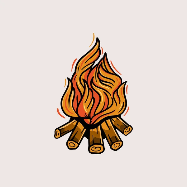 Logotipo Fogueira Projetos Com Estilo Desenhado Mão Camping Esporte Fogueira —  Vetores de Stock