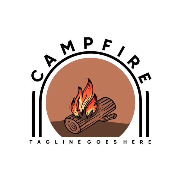 stock vector Campfire Logo designs with hand drawn style, sport camping, campfire, emblem camping, hobby. Vintage camping sign with a fire