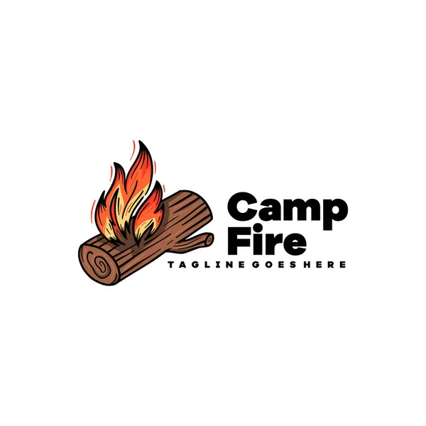 stock vector Campfire Logo designs with hand drawn style, sport camping, campfire, emblem camping, hobby. Vintage camping sign with a fire