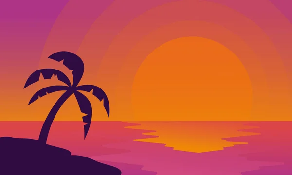 Sonnenuntergang Oder Sonnenaufgang Vektor Darstellung Strand Strand Und Sonne Meer — Stockvektor