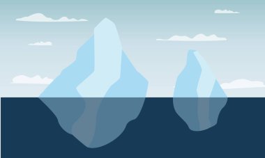 Kış Dağı Manzarası Arkaplanı, Buz Dağı Düz Vektör İllüstrasyonu