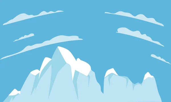 冬の山の風景背景 氷の山フラットベクトルイラスト — ストックベクタ