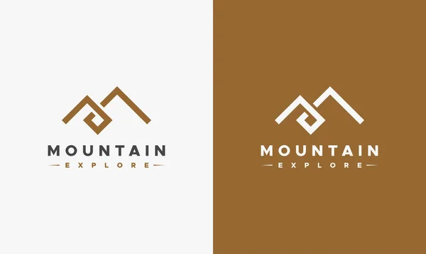 Simple Line Mountain Vector Logo Modern Style Top Mountain Form — Stock Vector