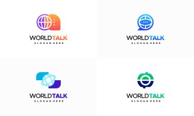 World Forum logo seti konsept vektörü, World Talk logo sembolü tasarımları, tartışmalı sembol