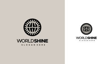 Shine World logo tasarımı konsept vektörü, World Clean eco logo şablonu, Global Clean logo tasarımları konsepti, temizlik servis logosu