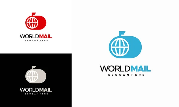 World Mail Logo Entwirft Konzeptvektor Message Logo Chat Logo Icon — Stockvektor