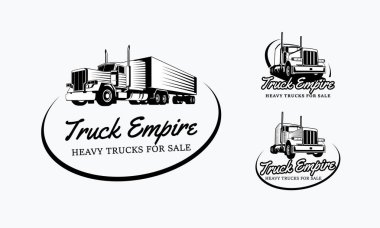 Set of Trucking company Monochrome logo. Truck delivery or logistic logo industry vector clipart