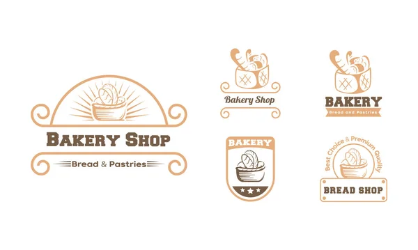 Встановити Логотип Хліба Векторні Ілюстрації Дизайн Хлібопекарської Емблеми Білому Тлі — стоковий вектор