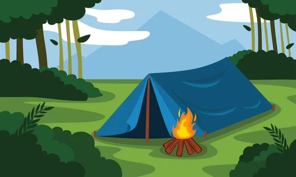 Tente Camp Vacances Aventure Plein Air Beau Paysage Naturel Tente — Image vectorielle