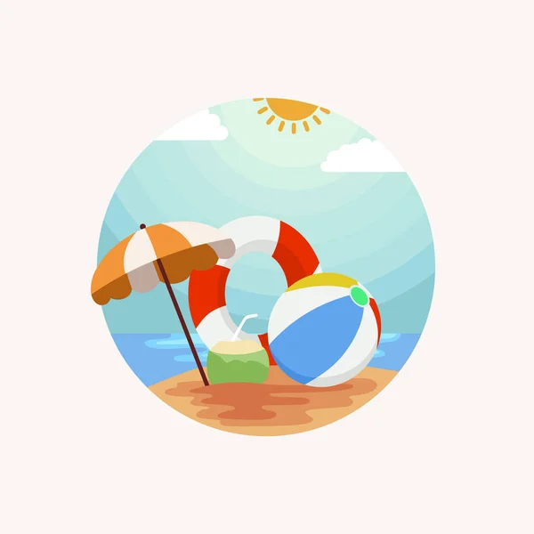 带有棕榈树的经典夏季海滩图解 夏季海滩标志图标向量 — 图库矢量图片