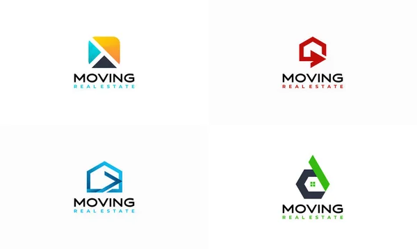 Conjunto House Mover Logo Template Design Vector Modelo Símbolo Logotipo — Vetor de Stock