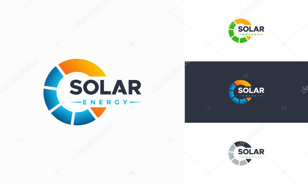 Solar Energy logo designs vector, Sun power logo