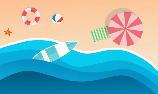 Draufsicht Strand Sommer Hintergrund Vector Cartoon Stil Hintergrund Der Küste — Stockvektor