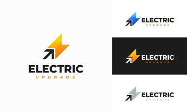 Şimşek Yıldırımı Simgesi En Basit Sembol. Saf Enerji Logosu Konsepti. Elektrik Gücü İşaret Tasarımı, Şimşek ve Ok Simgesini Yükselt