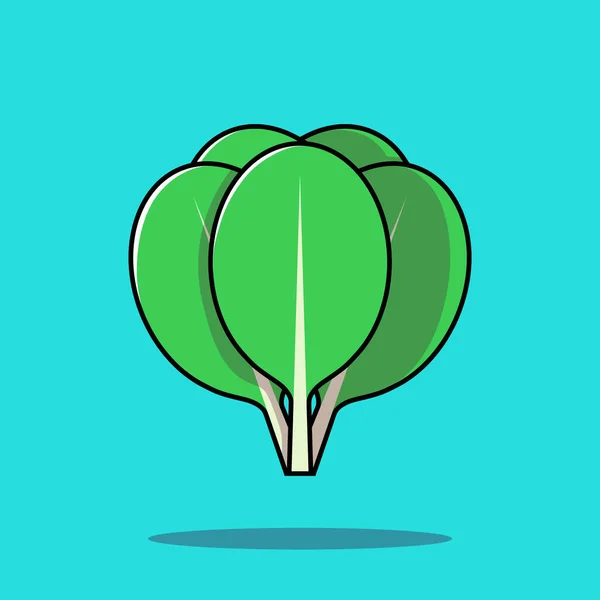 Flat Cartoon Style Mostarda Verde Pakcoy Vegetable Vector Icon Ilustração —  Vetores de Stock