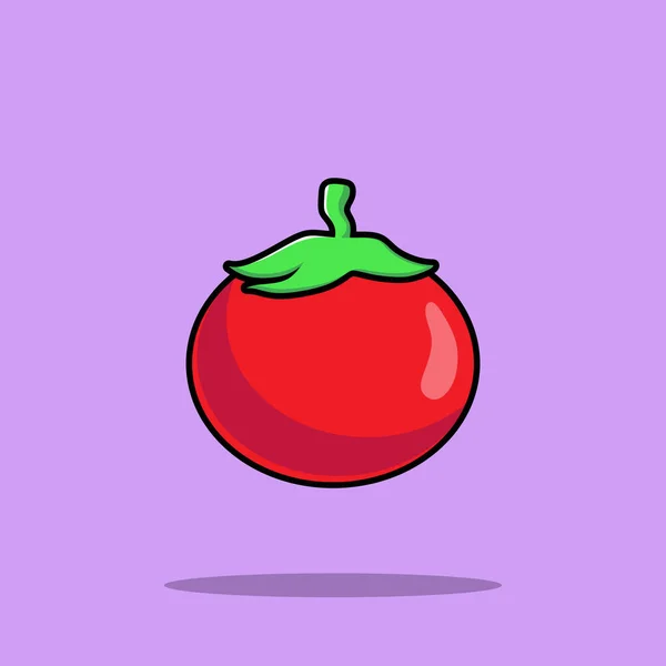 Flat Cartoon Style Tomato Vegetable Vector Icon Illustration Food Nature — Stock Vector