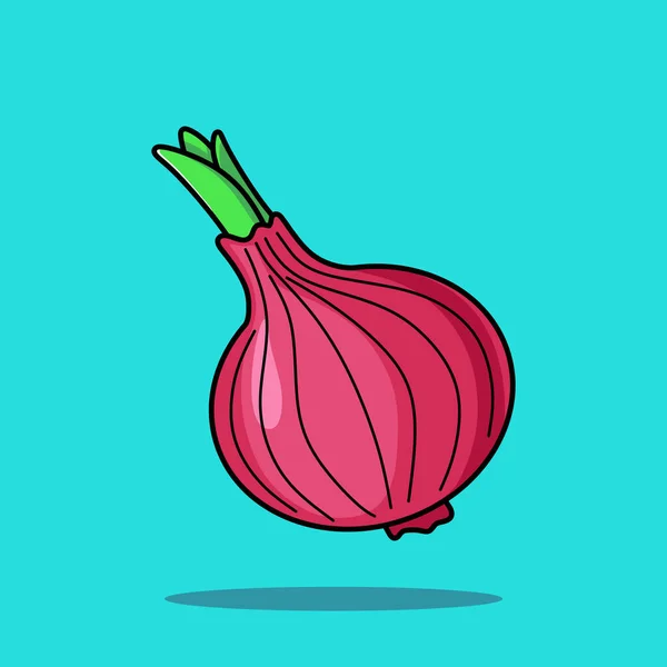 Illustration Icône Vecteur Légumes Oignon Rouge Style Dessin Animé Plat — Image vectorielle
