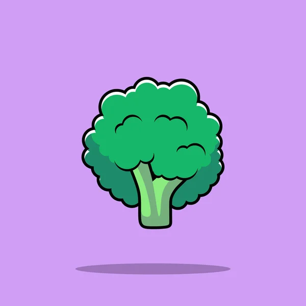 Flat Cartoon Style Broccoli Vegetable Vector Icon Illustration Food Nature — Stock Vector