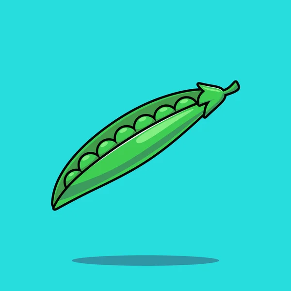 Flat Cartoon Style Peas Vegetable Vector Icon Illustration Food Nature — Stock Vector