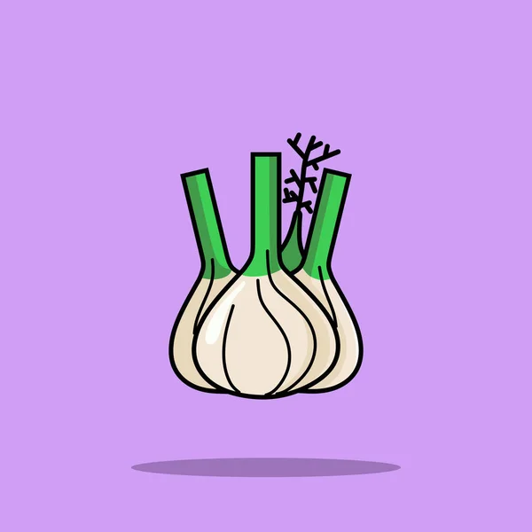 Illustration Vectorielle Icône Légumes Ail Style Dessin Animé Plat Alimentation — Image vectorielle