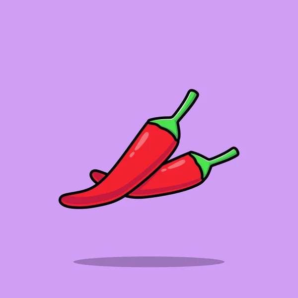 Flat Cartoon Style Chilli Vegetable Vector Icon Ilustração Conceito Ícone —  Vetores de Stock