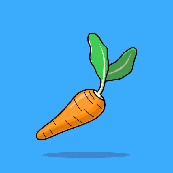 Illustration Icône Vecteur Légumes Carotte Style Dessin Animé Plat Alimentation — Image vectorielle