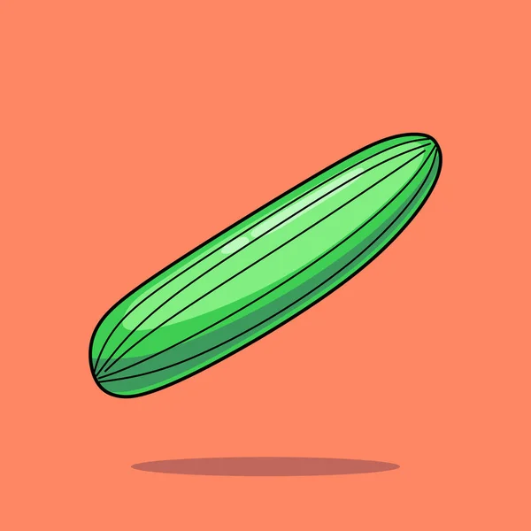 Flat Cartoon Style Cucumber Vegetable Vector Icon Illustration Food Nature — Stock Vector