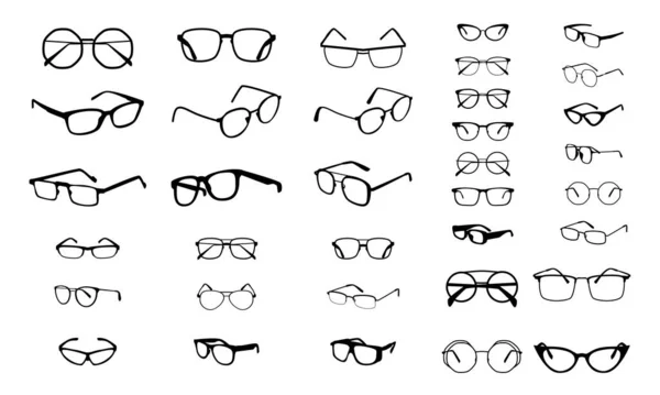 Set Vari Occhiali Frame Silhouette Vettoriale Illustrazione Vettore — Vettoriale Stock
