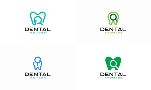 Ensemble Modèle Vectoriel Conception Abstraite Logo Clinique Dentaire Dentiste Rechercher — Image vectorielle